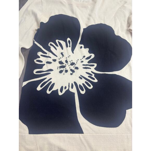 J.Crew Artsy Preppy Floral Sweater Tunic Women’s Small Bold Graphic Cotton Top - Picture 2 of 8